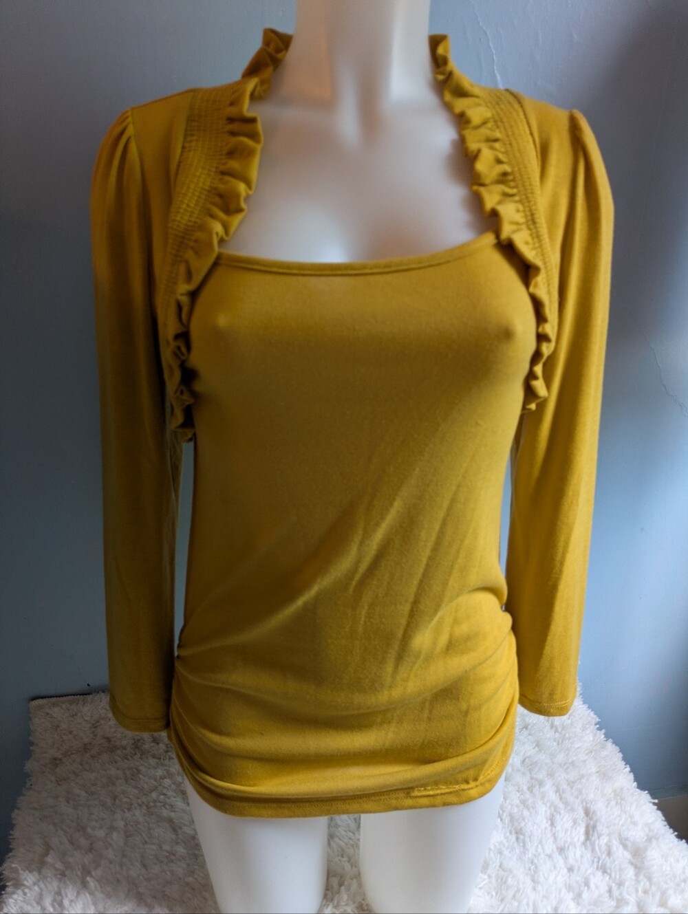Fashion Magazine Size Large Mustard Ruffle-Trim Camisole Layering Top